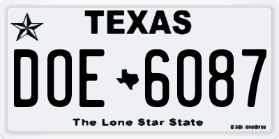 TX license plate DOE6087