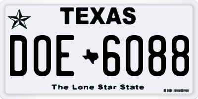 TX license plate DOE6088