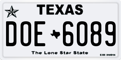 TX license plate DOE6089