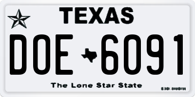 TX license plate DOE6091