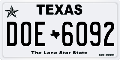 TX license plate DOE6092