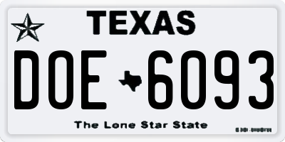 TX license plate DOE6093