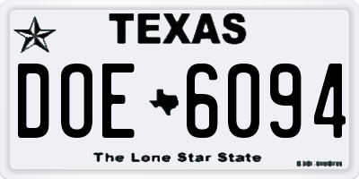 TX license plate DOE6094