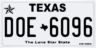 TX license plate DOE6096