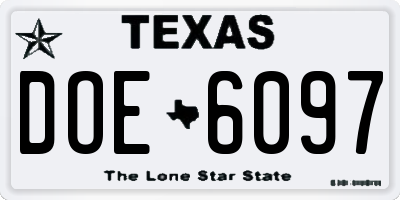TX license plate DOE6097
