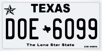 TX license plate DOE6099