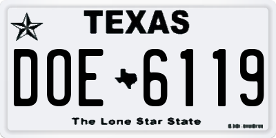TX license plate DOE6119
