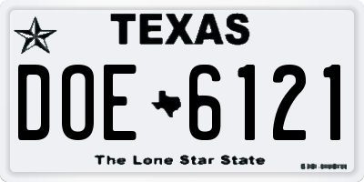 TX license plate DOE6121