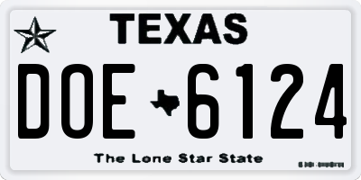 TX license plate DOE6124