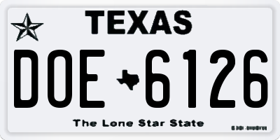 TX license plate DOE6126