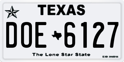 TX license plate DOE6127