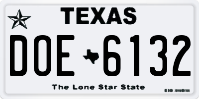 TX license plate DOE6132