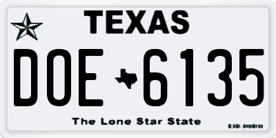 TX license plate DOE6135