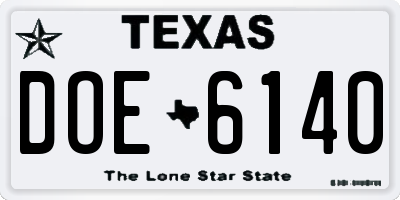 TX license plate DOE6140