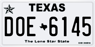 TX license plate DOE6145