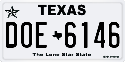 TX license plate DOE6146