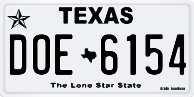 TX license plate DOE6154
