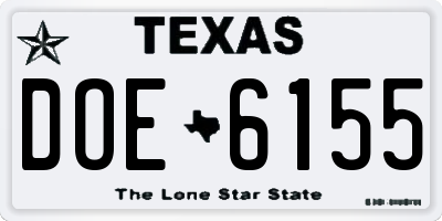 TX license plate DOE6155
