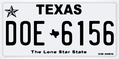 TX license plate DOE6156