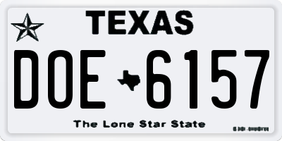TX license plate DOE6157