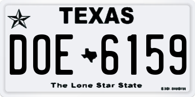 TX license plate DOE6159