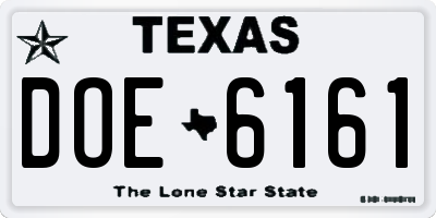 TX license plate DOE6161