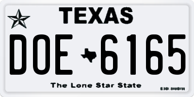 TX license plate DOE6165