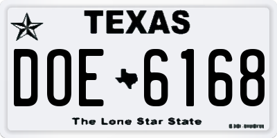TX license plate DOE6168