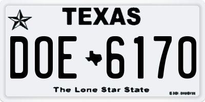 TX license plate DOE6170