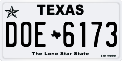 TX license plate DOE6173