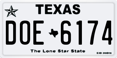 TX license plate DOE6174