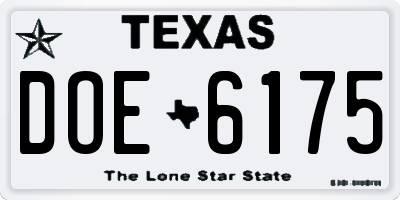 TX license plate DOE6175