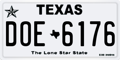 TX license plate DOE6176