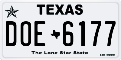 TX license plate DOE6177