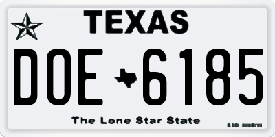TX license plate DOE6185