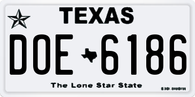 TX license plate DOE6186