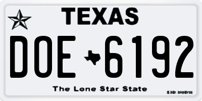 TX license plate DOE6192