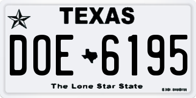 TX license plate DOE6195