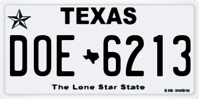 TX license plate DOE6213