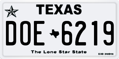 TX license plate DOE6219