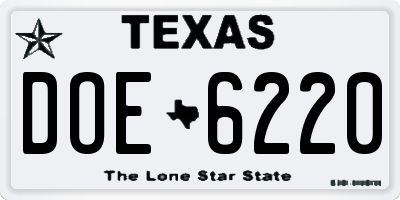 TX license plate DOE6220