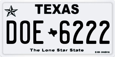 TX license plate DOE6222