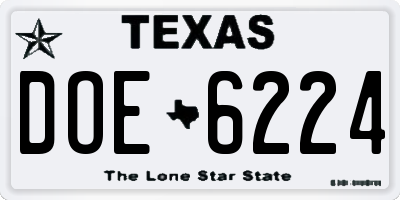 TX license plate DOE6224