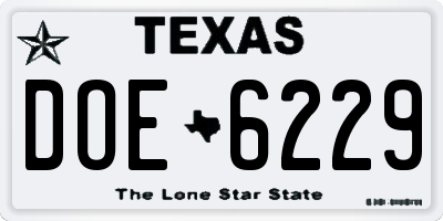 TX license plate DOE6229