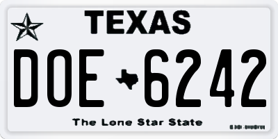 TX license plate DOE6242