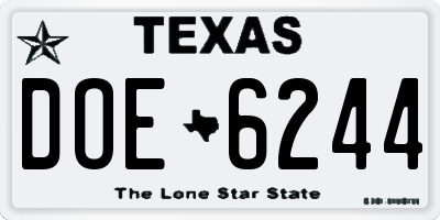 TX license plate DOE6244