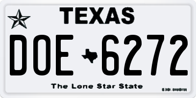 TX license plate DOE6272