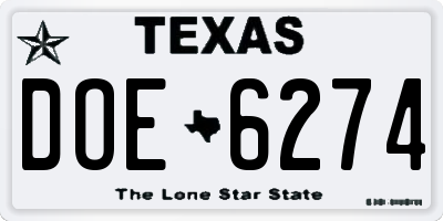 TX license plate DOE6274