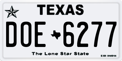 TX license plate DOE6277