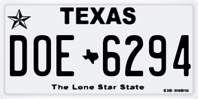 TX license plate DOE6294